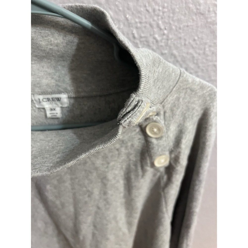 J Crew Wide Button Sweatshirt Womens GrayHigh Neck Long Sleeve Size 3X - Picture 7 of 7